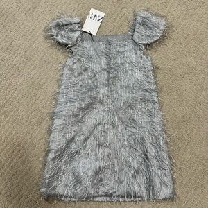 Zara Girls silver holiday dress - size 7 NWT